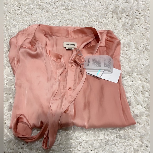 NWT Zadig & Voltaire Taos Tie Neck Satin Blouse - Picture 5 of 7